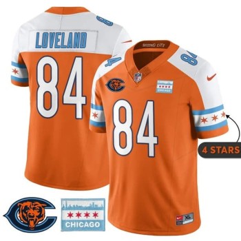 Youth Chicago Bears #84 Colston Loveland Orange Alternate City Edition With Chicago Flag Vapor F.U.S.E. Untouchable Limited Jersey