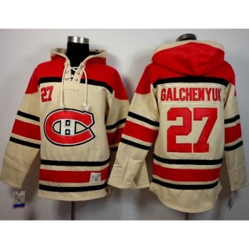 Canadiens #27 Alex Galchenyuk Cream Sawyer Hooded Sweatshirt Stitched NHL Jersey