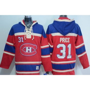 Canadiens #31 Carey Price Red Sawyer Hooded Sweatshirt Stitched NHL Jersey