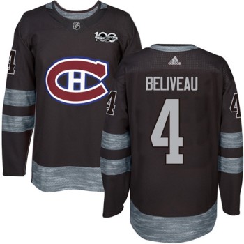 Canadiens #4 Jean Beliveau Black 1917-2017 100th Anniversary Stitched NHL Jersey Canadiens #4 Jean Beliveau Black 1917-2017 100th Anniversary Stitched NHL Jersey