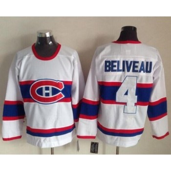 Canadiens #4 Jean Beliveau White CCM Throwback Stitched NHL Jersey Canadiens #4 Jean Beliveau White CCM Throwback Stitched NHL Jersey