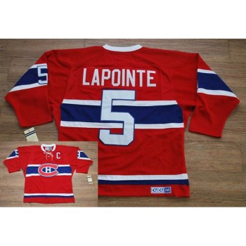 Canadiens #5 Guy Lapointe Stitched Red CH CCM Throwback NHL Jersey