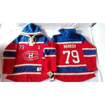 Canadiens #79 Andrei Markov Red Sawyer Hooded Sweatshirt Stitched NHL Jersey