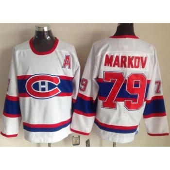 Canadiens #79 Andrei Markov White CCM Throwback Stitched NHL Jersey Canadiens #79 Andrei Markov White CCM Throwback Stitched NHL Jersey