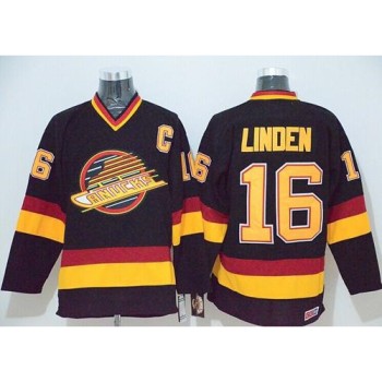 Canucks #16 Trevor Linden Black CCM Throwback Stitched NHL Jersey
