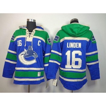 Canucks #16 Trevor Linden Blue Sawyer Hooded Sweatshirt Stitched NHL Jersey Canucks #16 Trevor Linden Blue Sawyer Hooded Sweatshirt Stitched NHL Jersey