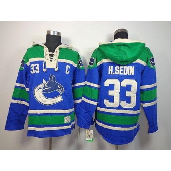 Canucks #33 Henrik Sedin Blue Sawyer Hooded Sweatshirt Stitched NHL Jersey Canucks #33 Henrik Sedin Blue Sawyer Hooded Sweatshirt Stitched NHL Jersey