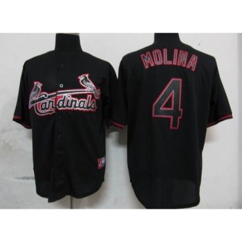 Cardinals #4 Yadier Molina Black Fashion Stitched MLB Jersey Cardinals #4 Yadier Molina Black Fashion Stitched MLB Jersey