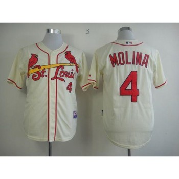 Cardinals #4 Yadier Molina Cream Alternate Cool Base Stitched MLB Jersey