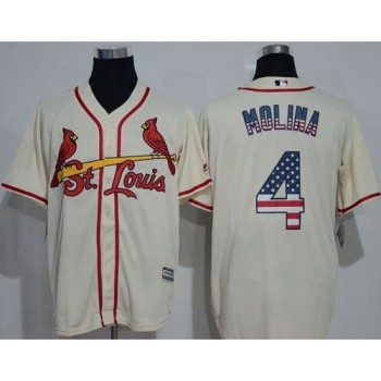 Cardinals #4 Yadier Molina Cream USA Flag Fashion Stitched MLB Jersey Cardinals #4 Yadier Molina Cream USA Flag Fashion Stitched MLB Jersey