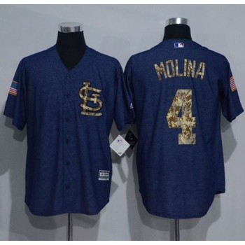 Cardinals #4 Yadier Molina Denim Blue Salute to Service Stitched MLB Jersey Cardinals #4 Yadier Molina Denim Blue Salute to Service Stitched MLB Jersey