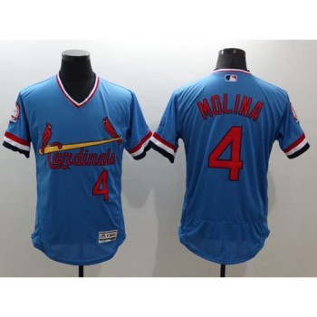 Cardinals #4 Yadier Molina Light Blue Flexbase Authentic Collection Cooperstown Stitched MLB Jersey Cardinals #4 Yadier Molina Light Blue Flexbase Authentic Collection Cooperstown Stitched MLB Jersey