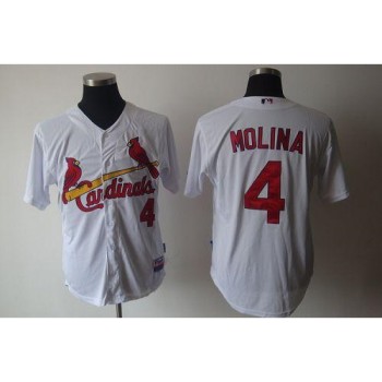 Cardinals #4 Yadier Molina White Cool Base Stitched MLB Jersey