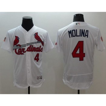 Cardinals #4 Yadier Molina White Fashion Stars & Stripes Flexbase Authentic Stitched MLB Jersey Cardinals #4 Yadier Molina White Fashion Stars & Stripes Flexbase Authentic Stitched MLB Jersey