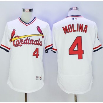 Cardinals #4 Yadier Molina White Flexbase Authentic Collection Cooperstown Stitched MLB Jersey Cardinals #4 Yadier Molina White Flexbase Authentic Collection Cooperstown Stitched MLB Jersey