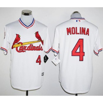 Cardinals #4 Yadier Molina White New Cool Base Cooperstown Stitched MLB Jersey Cardinals #4 Yadier Molina White New Cool Base Cooperstown Stitched MLB Jersey