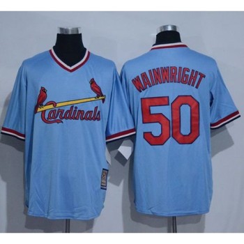 Cardinals #50 Adam Wainwright Blue Cooperstown Throwback Stitched MLB Jersey Cardinals #50 Adam Wainwright Blue Cooperstown Throwback Stitched MLB Jersey