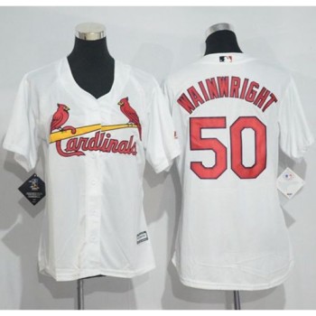 Cardinals #50 Adam Wainwright White Women's Home Stitched MLB Jersey Cardinals #50 Adam Wainwright White Women's Home Stitched MLB Jersey