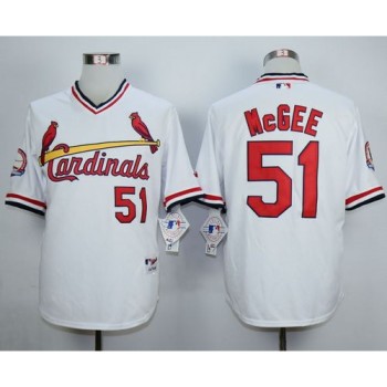 Cardinals #51 Willie McGee White 1982 Turn Back The Clock Stitched MLB Jersey Cardinals #51 Willie McGee White 1982 Turn Back The Clock Stitched MLB Jersey