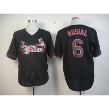 Cardinals #6 Stan Musial Black Fashion Stitched MLB Jersey Cardinals #6 Stan Musial Black Fashion Stitched MLB Jersey