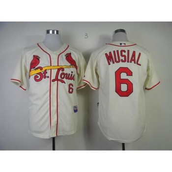 Cardinals #6 Stan Musial Cream Alternate Cool Base Stitched MLB Jersey Cardinals #6 Stan Musial Cream Alternate Cool Base Stitched MLB Jersey