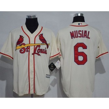 Cardinals #6 Stan Musial Cream New Cool Base Stitched MLB Jersey Cardinals #6 Stan Musial Cream New Cool Base Stitched MLB Jersey