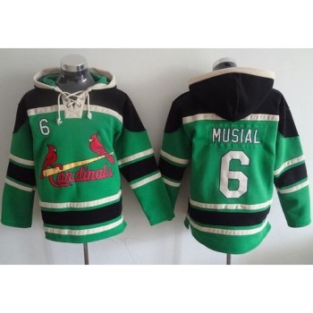Cardinals #6 Stan Musial Green Sawyer Hooded Sweatshirt MLB Hoodie Cardinals #6 Stan Musial Green Sawyer Hooded Sweatshirt MLB Hoodie