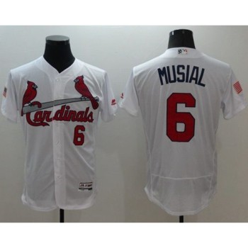 Cardinals #6 Stan Musial White Fashion Stars & Stripes Flexbase Authentic Stitched MLB Jersey