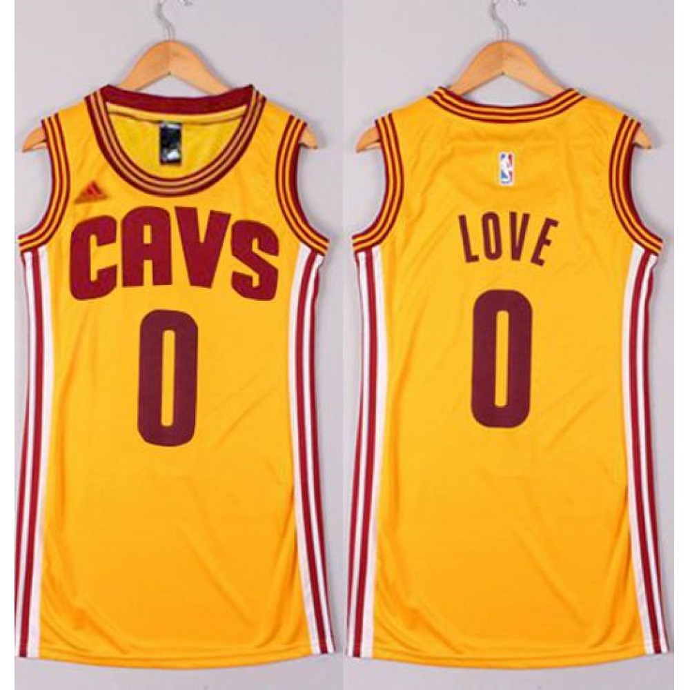Cavaliers #0 Kevin Love Gold Women's Dress Stitched NBA Jersey