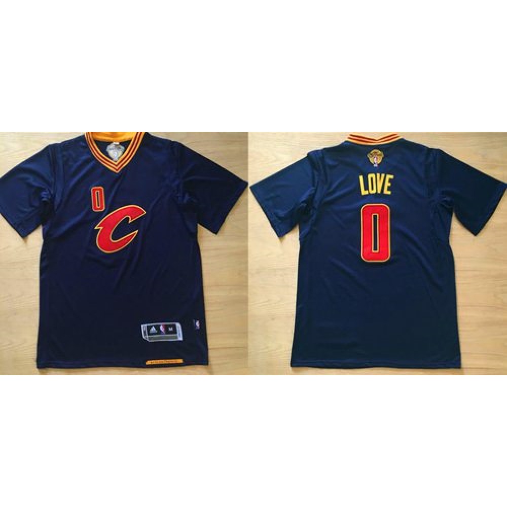 Cavaliers #0 Kevin Love Navy Blue Short Sleeve 