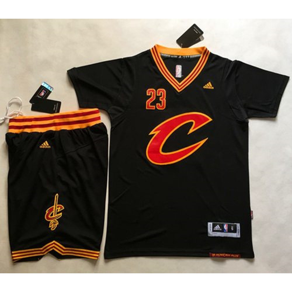 Cavaliers #23 LeBron James Black Short Sleeve 