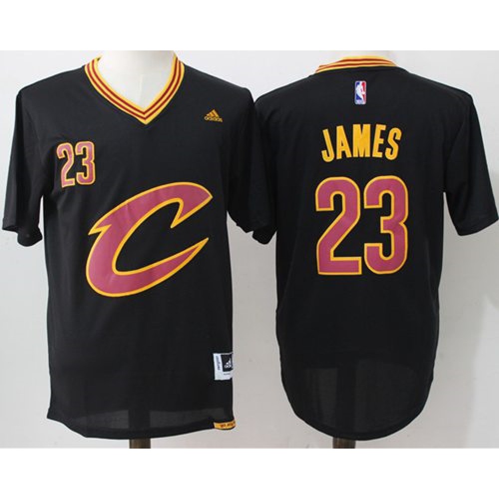 Cavaliers #23 LeBron James Black Short Sleeve 
