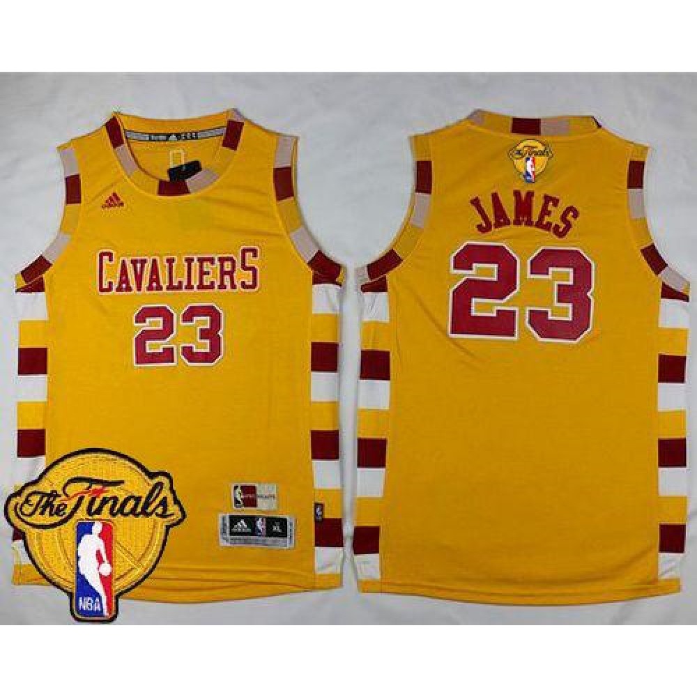 Cavaliers #23 LeBron James Gold Hardwood Classics Performance The Finals Patch Stitched Youth NBA Jersey