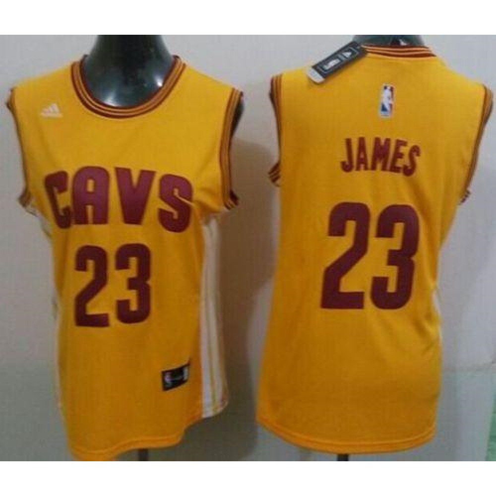 Cavaliers #23 LeBron James Gold Women's Alternate Stitched NBA Jersey