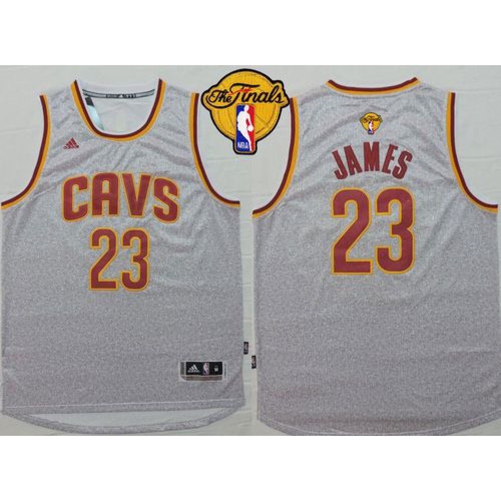 Cavaliers #23 LeBron James Grey Fashion The Finals Patch Stitched NBA Jersey