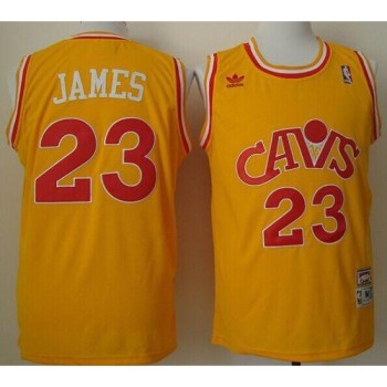 Cavaliers #23 LeBron James Yellow CAVS Throwback Stitched NBA Jersey Cavaliers #23 LeBron James Yellow CAVS Throwback Stitched NBA Jersey