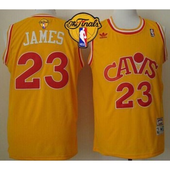 Cavaliers #23 LeBron James Yellow CAVS Throwback The Finals Patch Stitched NBA Jersey Cavaliers #23 LeBron James Yellow CAVS Throwback The Finals Patch Stitched NBA Jersey