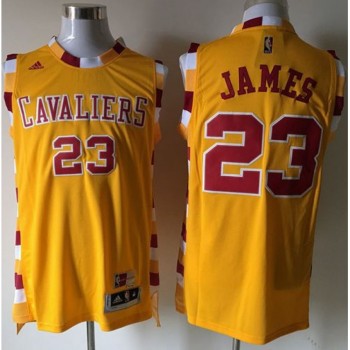 Cavaliers #23 LeBron James Yellow Throwback Short Sleeve Stitched NBA Jersey Cavaliers #23 LeBron James Yellow Throwback Short Sleeve Stitched NBA Jersey