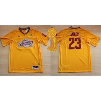 Cavaliers #23 LeBron James Yellow Throwback Short Sleeve The Champions Patch Stitched NBA Jersey Cavaliers #23 LeBron James Yellow Throwback Short Sleeve The Champions Patch Stitched NBA Jersey