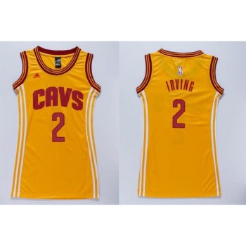 Cavaliers #2 Kyrie Irving Gold Women's Dress Stitched NBA Jersey Cavaliers #2 Kyrie Irving Gold Women's Dress Stitched NBA Jersey