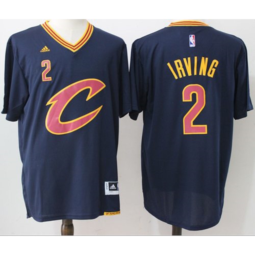 Cavaliers #2 Kyrie Irving Navy Blue Short Sleeve 