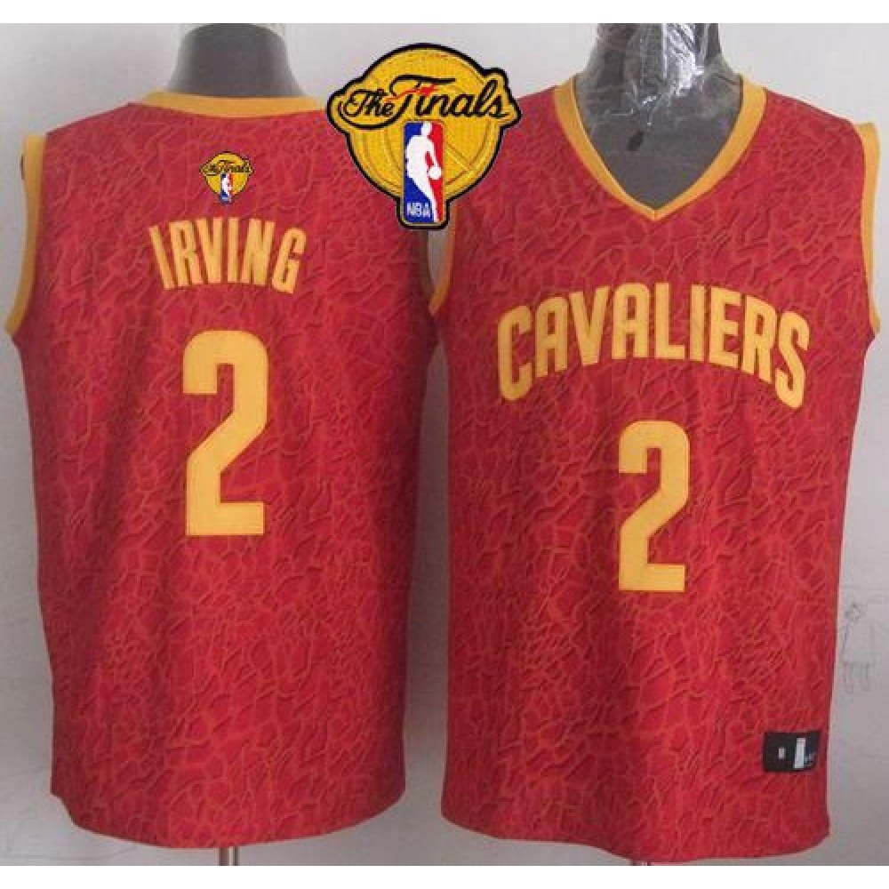 Cavaliers #2 Kyrie Irving Red Crazy Light The Finals Patch Stitched NBA Jersey