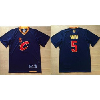 Cavaliers #5 J.R. Smith Navy Blue Short Sleeve  Cavaliers #5 J.R. Smith Navy Blue Short Sleeve