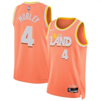 Men's Cleveland Cavaliers #4 Evan Mobley Orange 2025/26 City Edition Stitched Jersey
