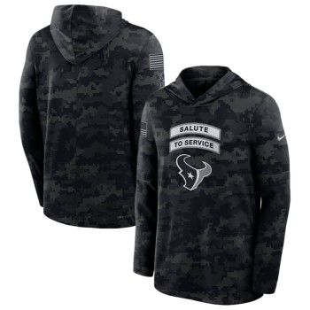 Men's Houston Texans Black 2026 Salute to Service Sideline Lightweight Dri-FIT Long Sleeve Top Hoodie