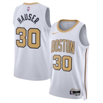 Men's Boston Celtics #30 Sam Hauser White 2025/26 City Edition Stitched Basketball Jersey