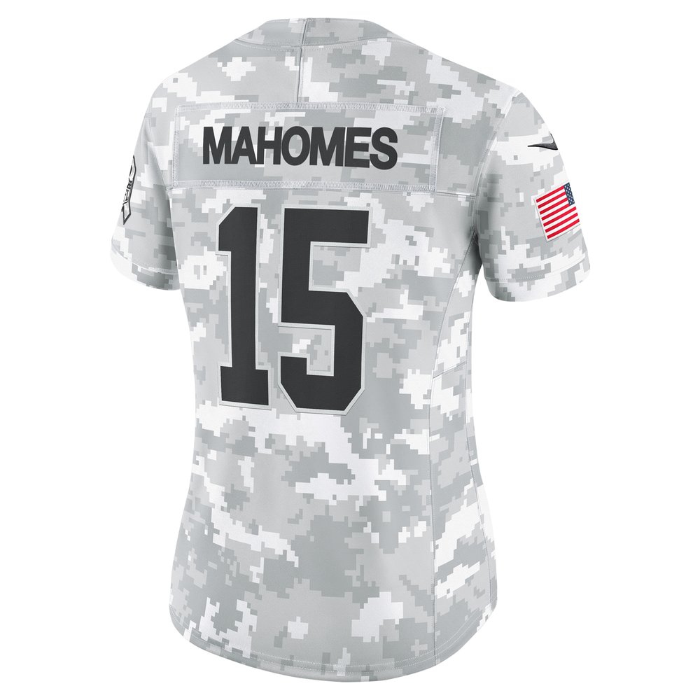 Women's Kansas City Chiefs #15 Patrick Mahomes Arctic Camo 2024 Salute to Service Limited Jersey