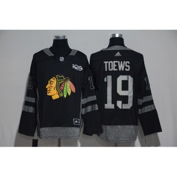 Chicago Blackhawks #19 Jonathan Toews Black Men's 1917-2017 100th Anniversary  Stitched NHL Jersey