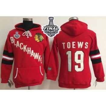 Chicago Blackhawks #19 Jonathan Toews Red Women's Old Time Heidi 2015 Stanley Cup NHL Hoodie
