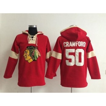 Chicago Blackhawks #50 Corey Crawford Red Pullover NHL Hoodie Chicago Blackhawks #50 Corey Crawford Red Pullover NHL Hoodie